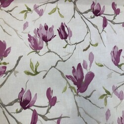 Kumaşçı Home - Pamuk Baskılı Keten Mor Çiçeğim Desenli Kumaş